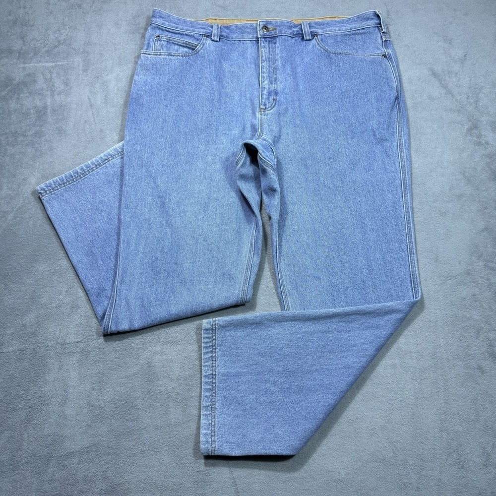 Duluth Trading Jeans Mens 42x32 Regular Fit Straight Leg Light Wash Garage Work